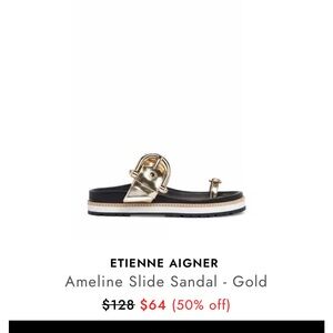 Etienne Aigner Gold Slide Sandals